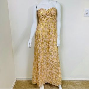 Aidan Mattox Dusty Pink & Shimmer Gold Gown Dress